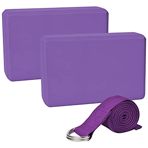 Chstarina Yoga Block 2Er Set mit 1Er 1.8 M Baumwoll Yogagurt,Yogablock aus Eva Schaumstoff...