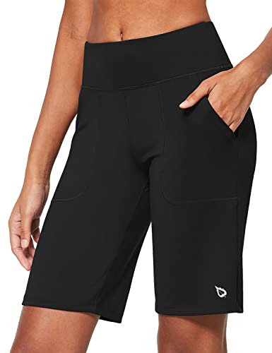 BALEAF Damen Bermuda Shorts Baumwolle Yogashorts Hohe Taile Sweathose Sommerhose kurz Runningshorts...