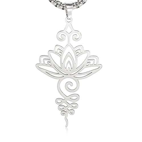 Dreamtimes Lotus Blume Anhänger Halskette für Frauen Yoga Heilung Charms Unalome Symbol Amulett...