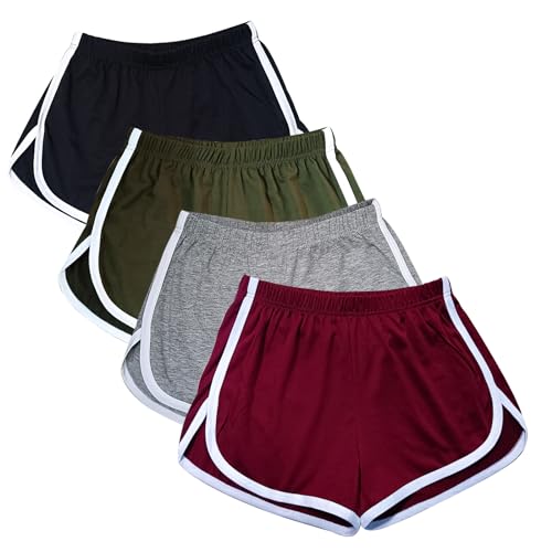 WEBGGER 4er-Pack Damen Baumwolle Yoga Tanz Kurze Hosen Sport Shorts Sommer sportlich Radfahren...