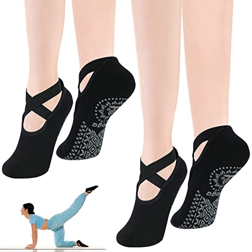 flintronic Yoga Socken, 2 Paare Antirutsch Socken, Rutschfeste Socken Sport für Yoga, Barre,...