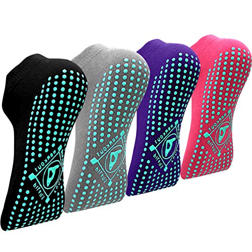 Yoga Socken Anti-Rutsch- (4 Paare) für Damen Pilates, , Barre, Tanz, Ballett, Kampfsport,...