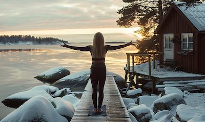 Yoga im Winter in Schweden