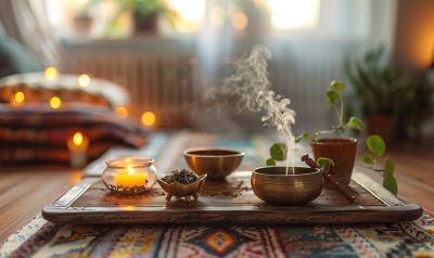 meditation entspannung klangschale tee arom