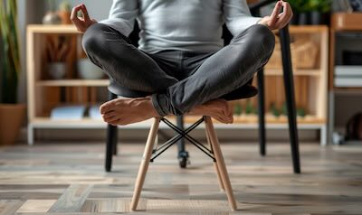 Meditationsposen meditieren auf dem Stuhl Alltag