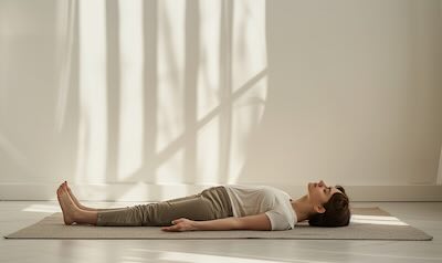 Meditationsposen meditieren im Liegen Entspannung