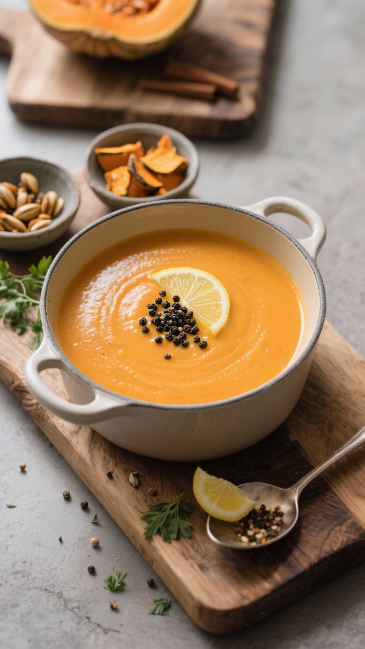 Tasty top view (overhead cooking process): Top-Down-Aufnahme der Suppe kurz vor dem Servieren: der T